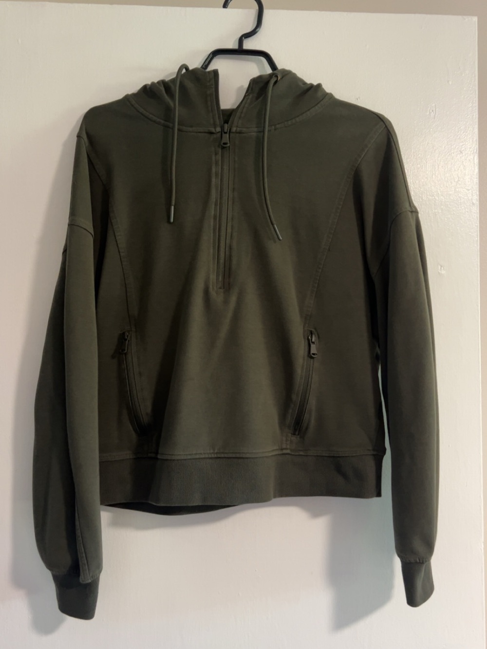 Olive Green Half-Zip Hoodie Sweater Old Navy